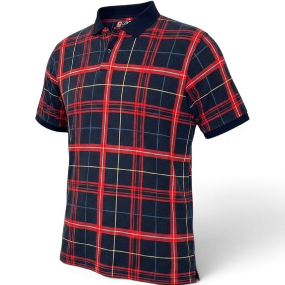 Vtg Chaps Ralph Lauren Polo Shirt Mens XL Red Tartan Plaid Collared 90s Golf